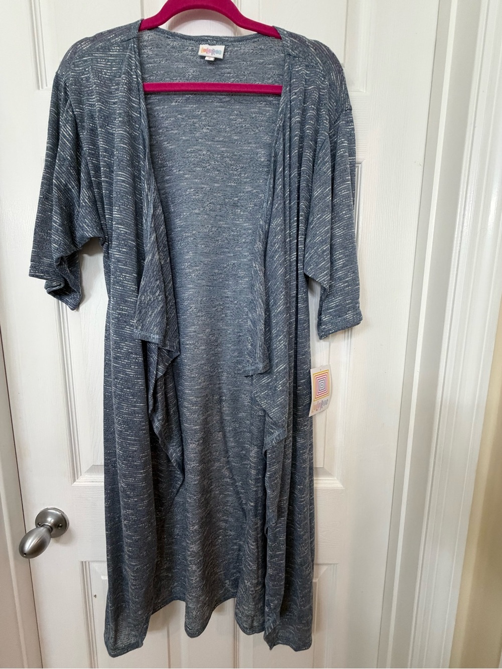 NWT LuLaRoe Shirley Kimono Cardigan Duster, Blue Marled Knit, Sz Small